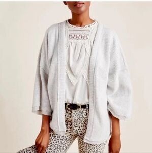 Anthropologie Maeve Lia Hacci Kimono Cardigan Waffle Knit Sweater women's medium